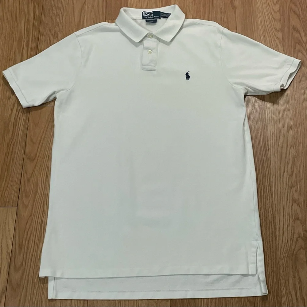 Polo Ralph Lauren Men’s Large Polo Shirt White Custom Fit Long Preppy Golf